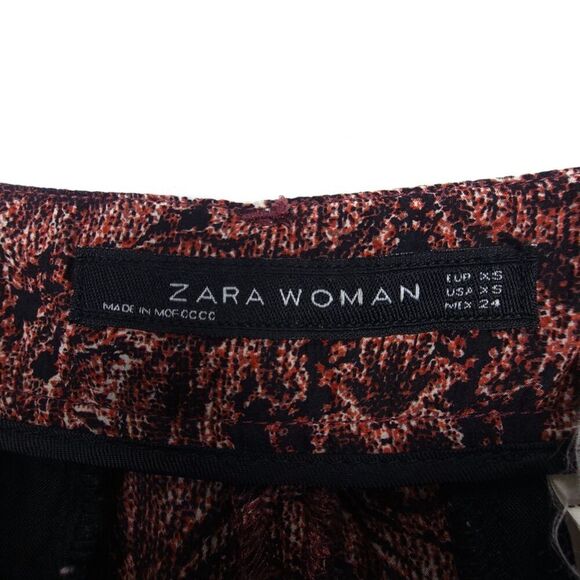 ZARA 100% Mulberry Silk Pleated Trouser Quiet Luxury Pants Red Paisley Print XS - Picture 2 of 8